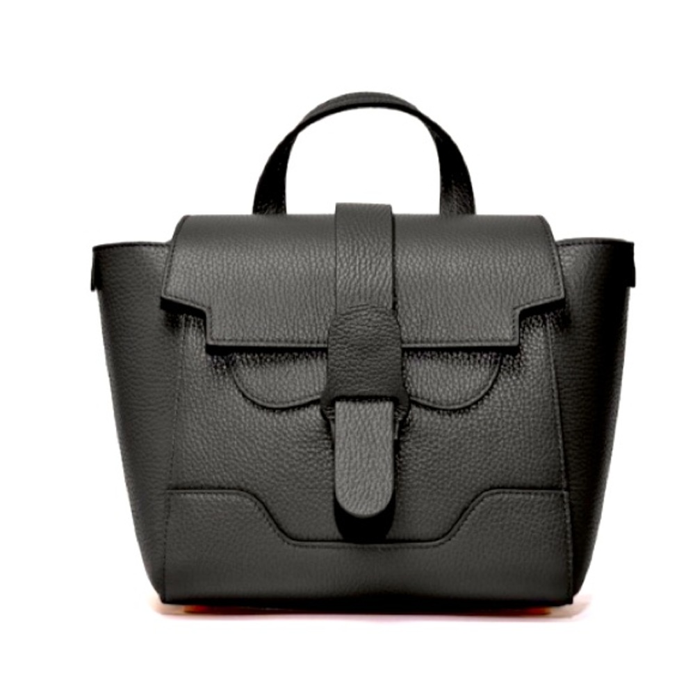 Senreve Mini Maestra Dolce Charcoal Pebble Leather Convertible Backpack Handbag